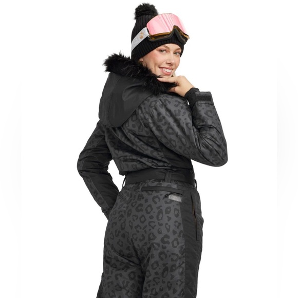 TIPSY ELVES WOMEN'S MIDNIGHT LEOPARD SNOW SUIT - M - Picture 2 of 12